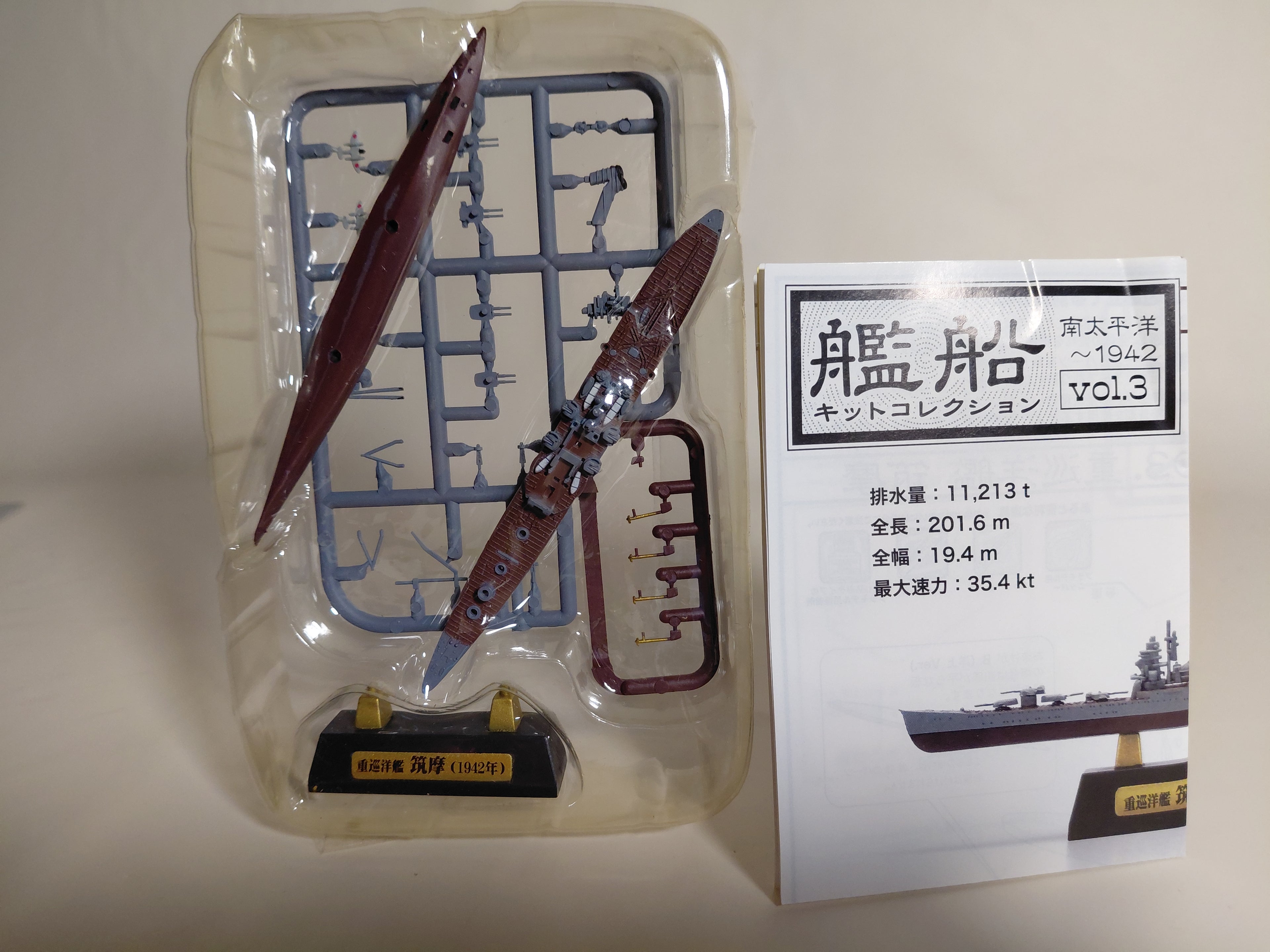 F-toys 1/2000 Ship Kit Collection Vol. 3 South Pacific ~ 1942 03B. Heavy Cruiser Chikuma (Waterline Version) 1/2000 Scale with Aircraft [NKC03-03B]