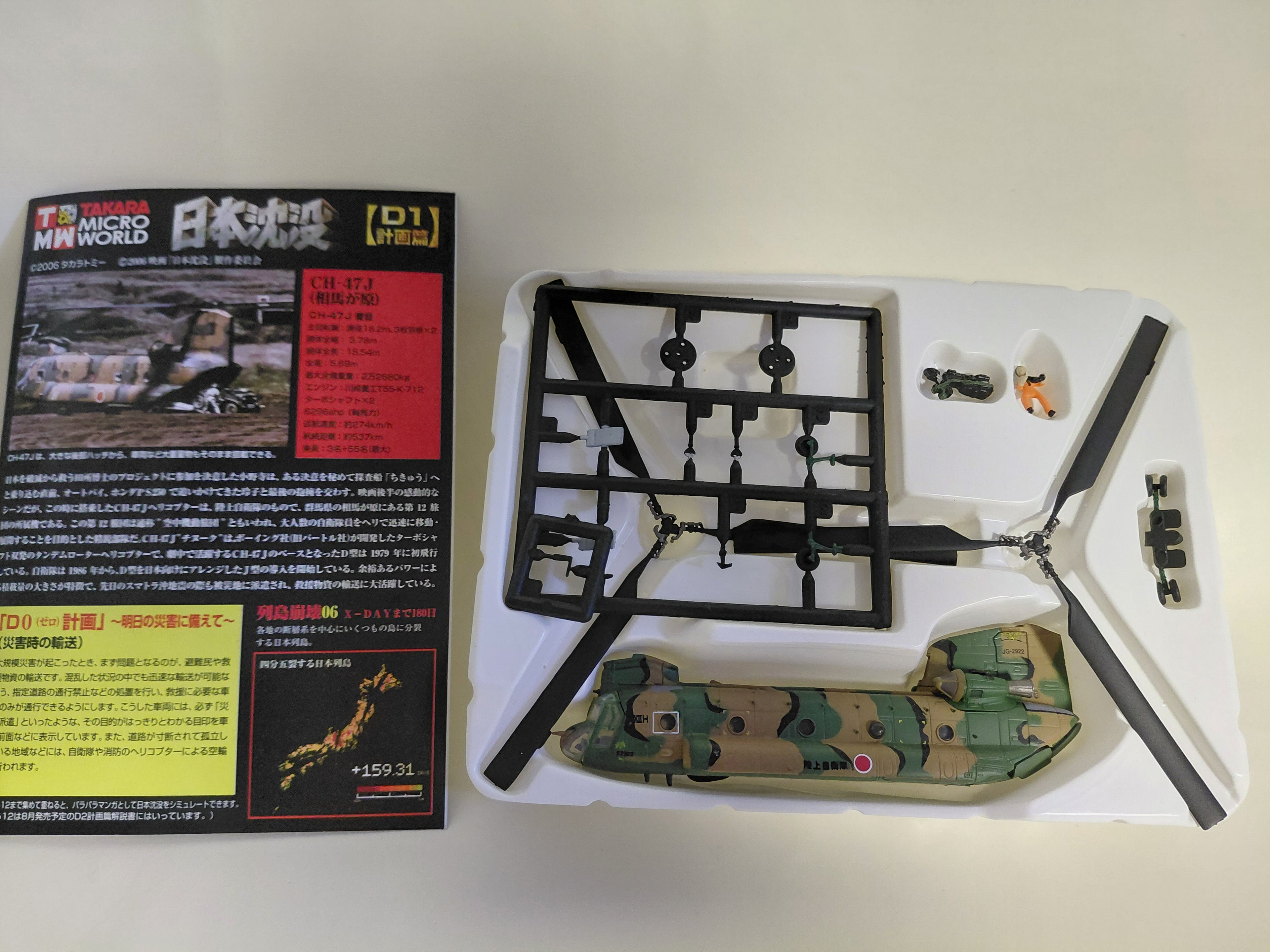 1/144 CH-47J Chinook Japan Ground Self-Defense Force Japan Sinks D1 Project Takara Tomytec Motorcycle Included Transport Helicopter