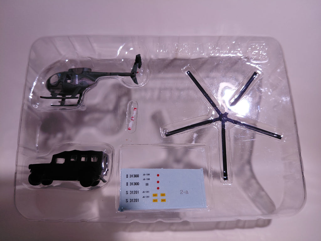 F-toys. Heliborne Collection 2. #2a OH-6 + High Mobility Vehicle, Japan Ground Self-Defense Force specifications.