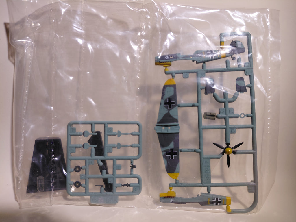 Messerschmitt Bf109 F-4, Lieutenant Viktor Bauer's aircraft, Takara World's Masterpiece Aircraft 3, Item #10, 1/144 scale, unassembled, blister pack unopened
