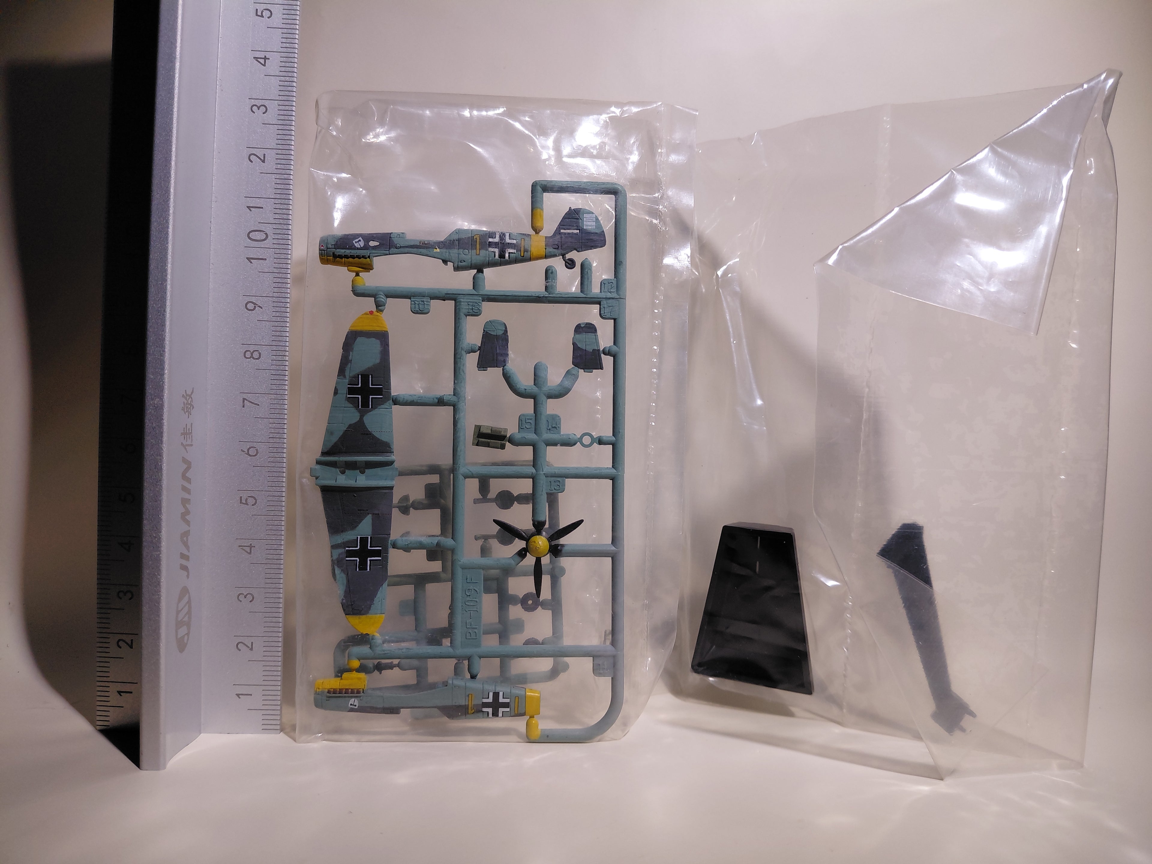 Messerschmitt Bf109 F-4, Lieutenant Viktor Bauer's aircraft, Takara World's Masterpiece Aircraft 3, Item #10, 1/144 scale, unassembled, blister pack unopened