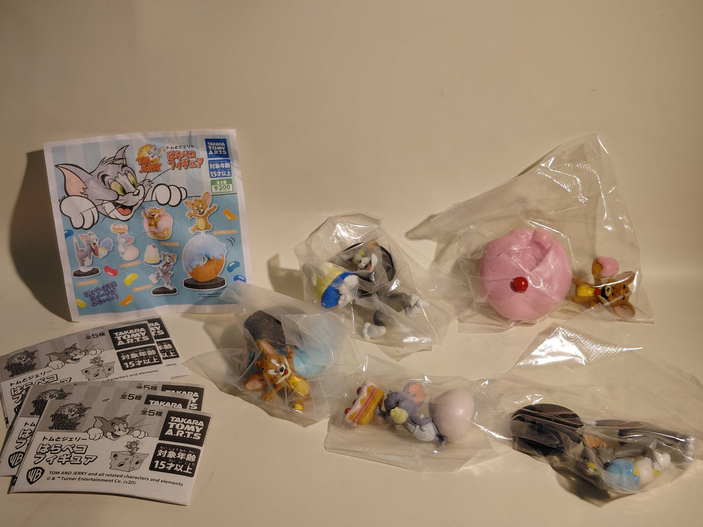 Takara Tomy 5Pcs Set Tom Jerry Action Figure Mini Cake Decor Toys Cartoon Cream Donut Cat and Mouse Collectible