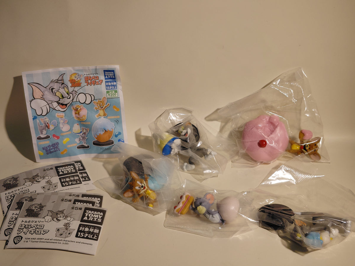 Takara Tomy 5Pcs Set Tom Jerry Action Figure Mini Cake Decor Toys Cartoon Cream Donut Cat and Mouse Collectible