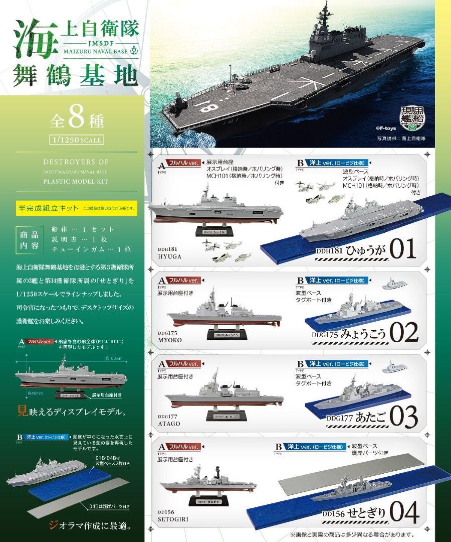 F-toys 1/1250 JMSDF Maizuru Base Warship #4B : Setogiri (Waterline Version)