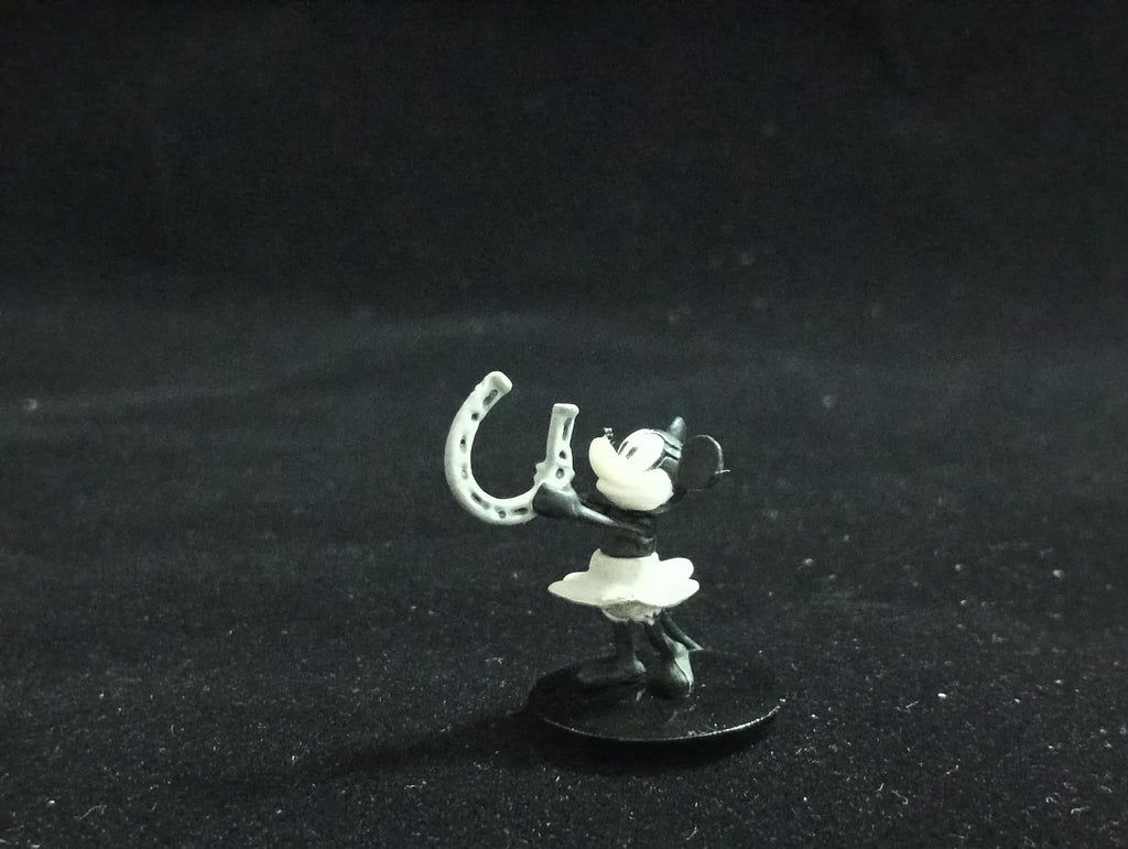 Miniature Disney Choco Party  Crazy Minnie Mouse Black White Tone Figurine - Tomy