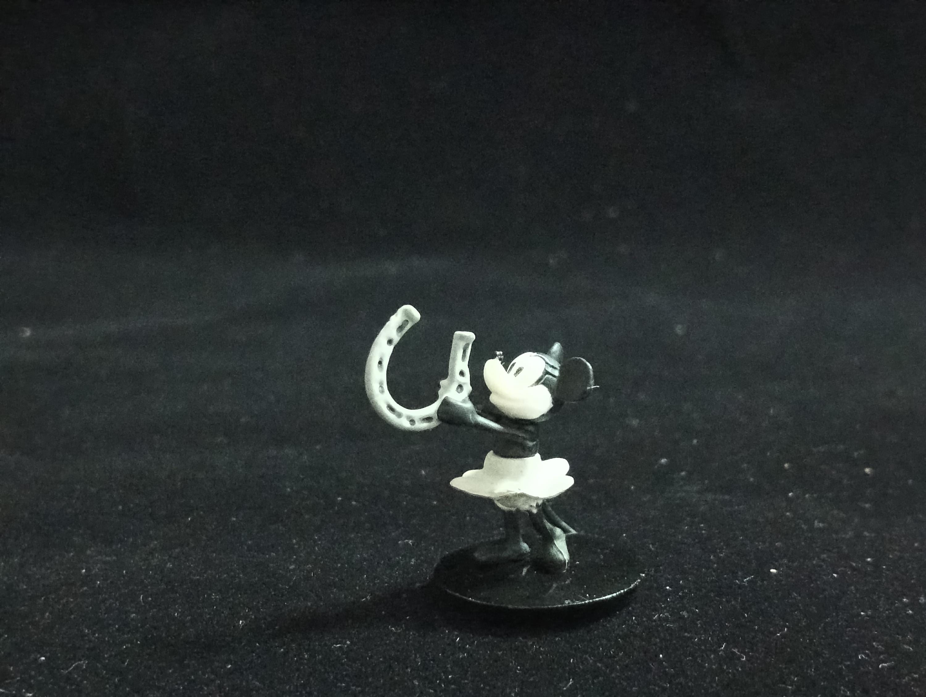 Miniature Disney Choco Party  Crazy Minnie Mouse Black White Tone Figurine - Tomy