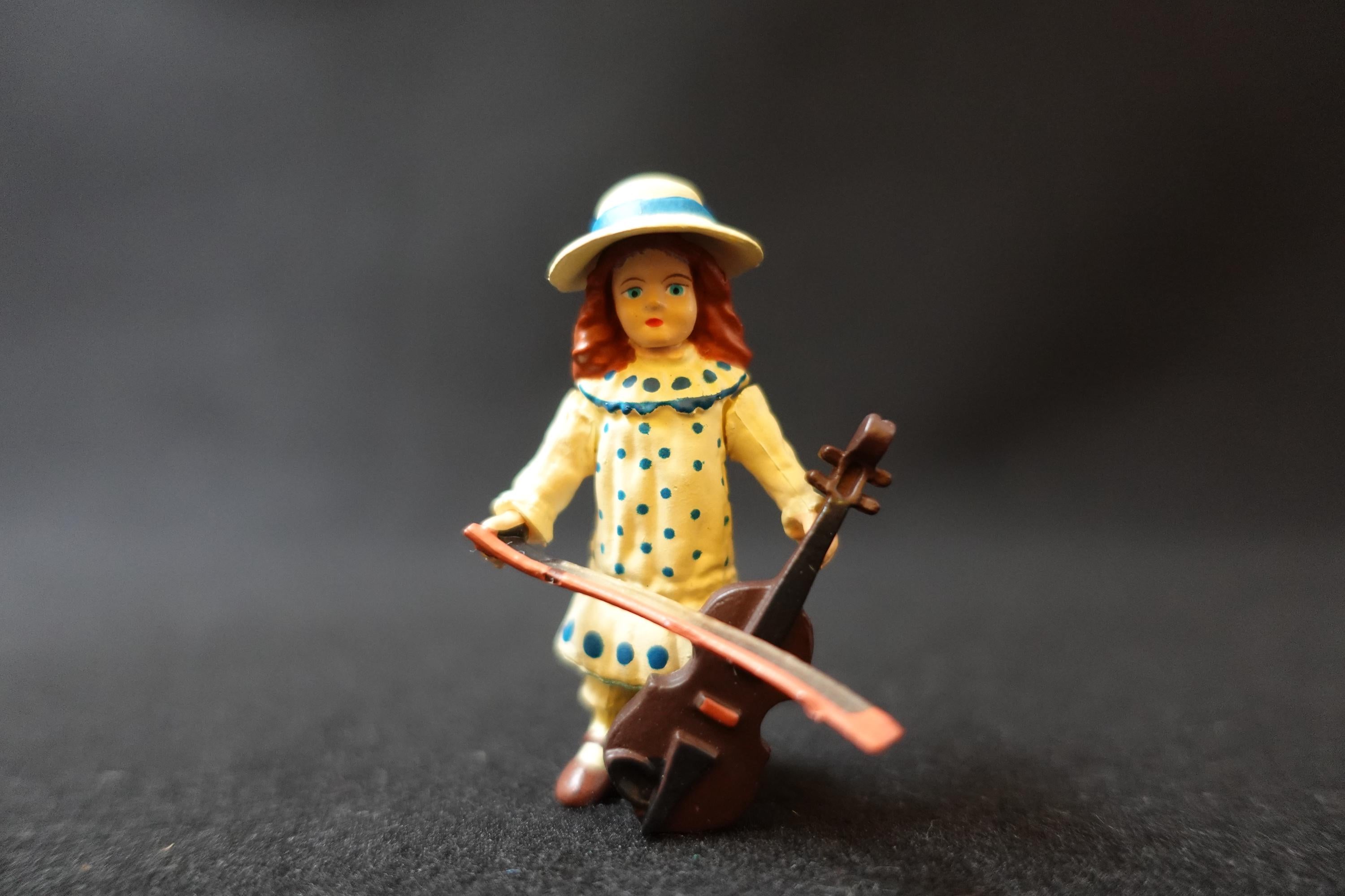 Miniature Child with a violin Antique Doll Figure Furuta Fairy Tale Series 2