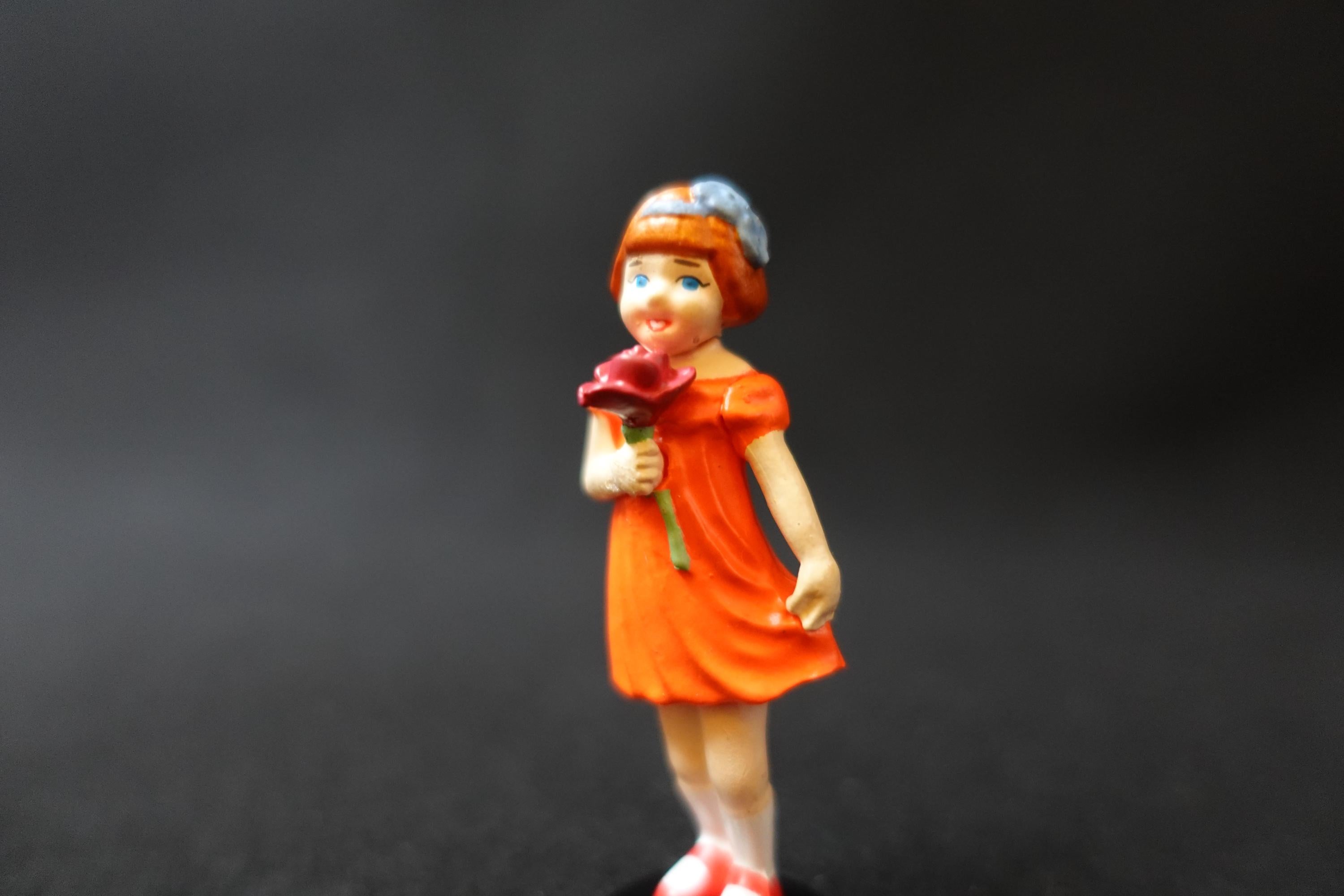 Miniature Girl with flowers in hand Antique Doll Figure Furuta Fairy Tale Series 2