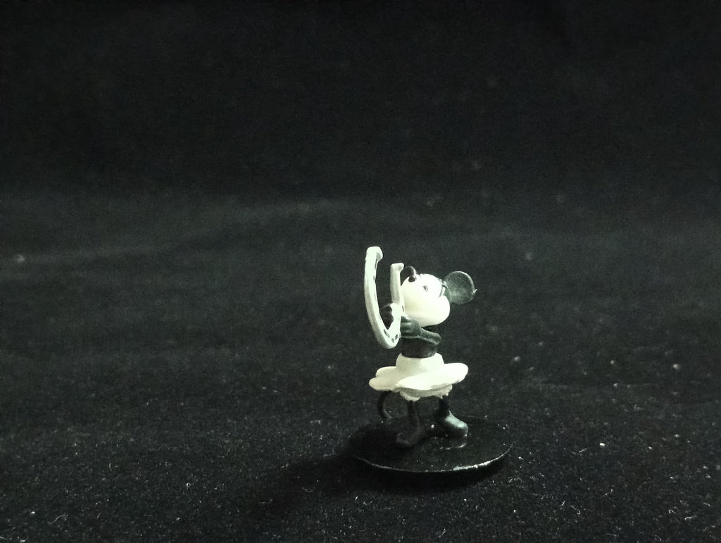 Miniature Disney Choco Party  Crazy Minnie Mouse Black White Tone Figurine - Tomy
