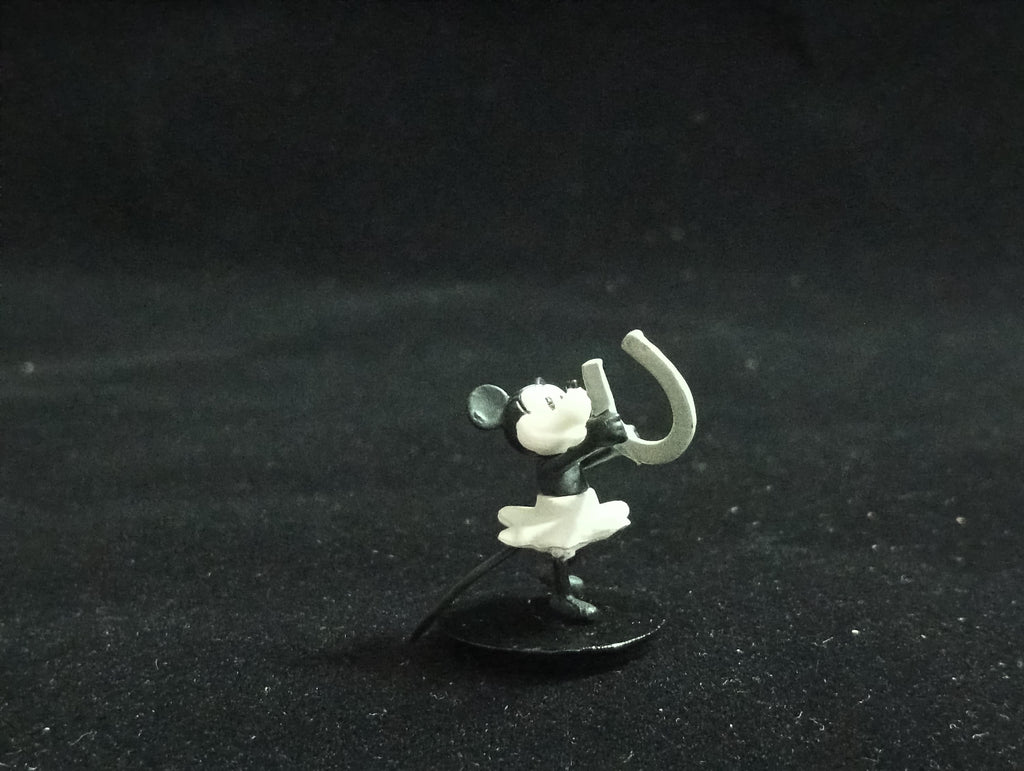 Miniature Disney Choco Party  Crazy Minnie Mouse Black White Tone Figurine - Tomy