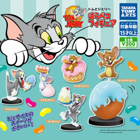 Takara Tomy 5Pcs Set Tom Jerry Action Figure Mini Cake Decor Toys Cartoon Cream Donut Cat and Mouse Collectible